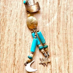 Silver and Turquoise Boho Ear Cuff